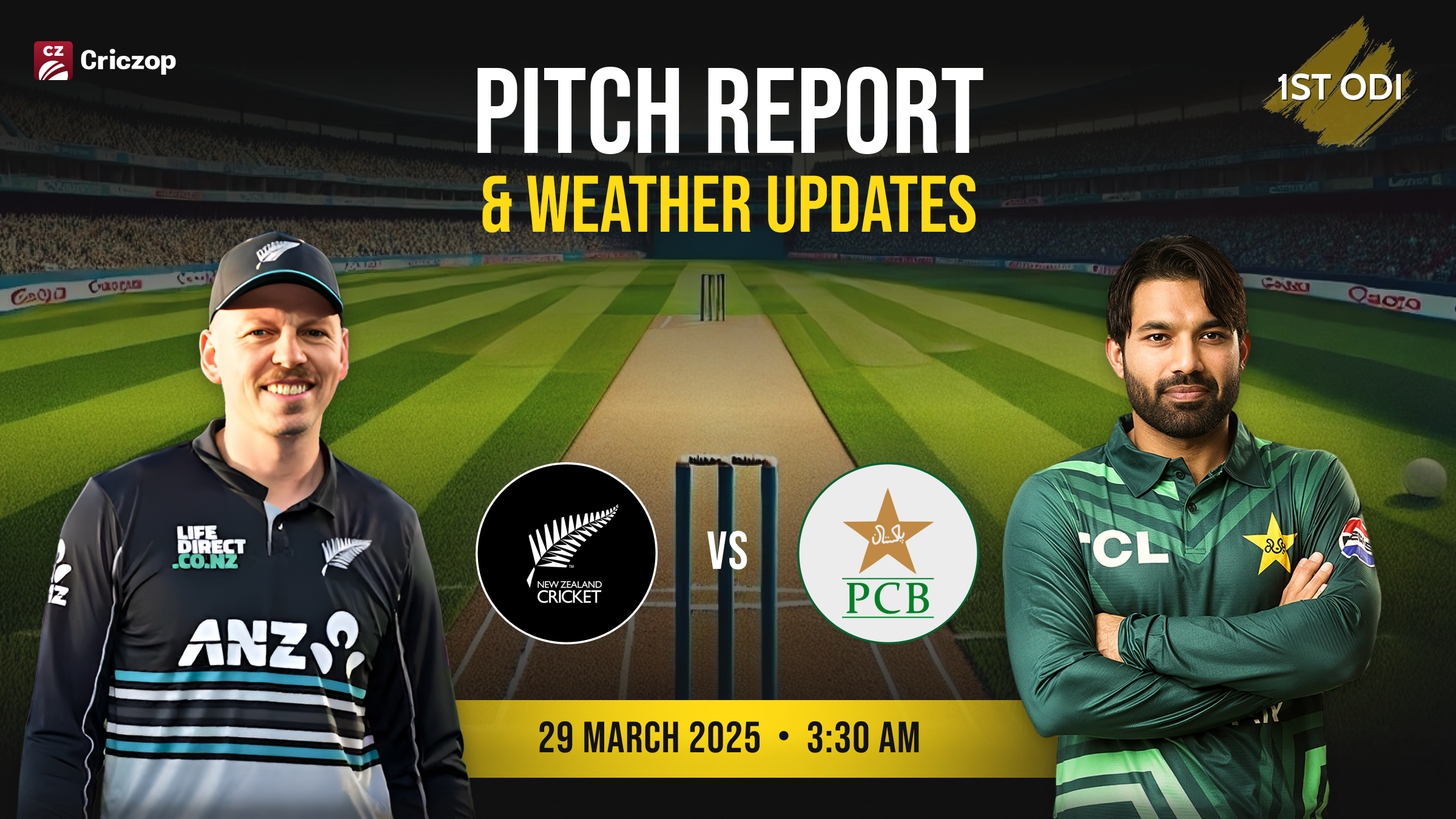 New Zealand vs Pakistan 1st ODI Pitch Report & Weather Updates at Napier, NZ